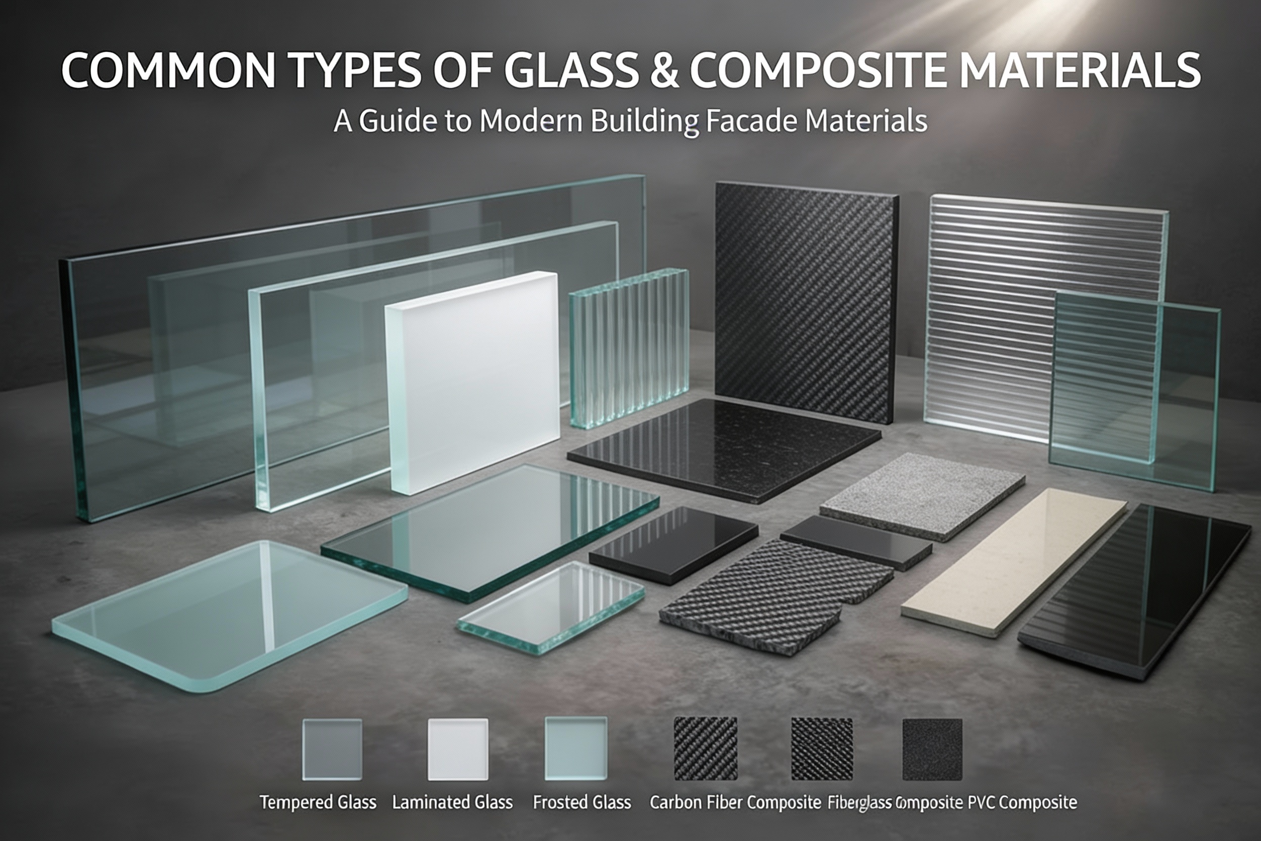 Glass and composite materials for building facades